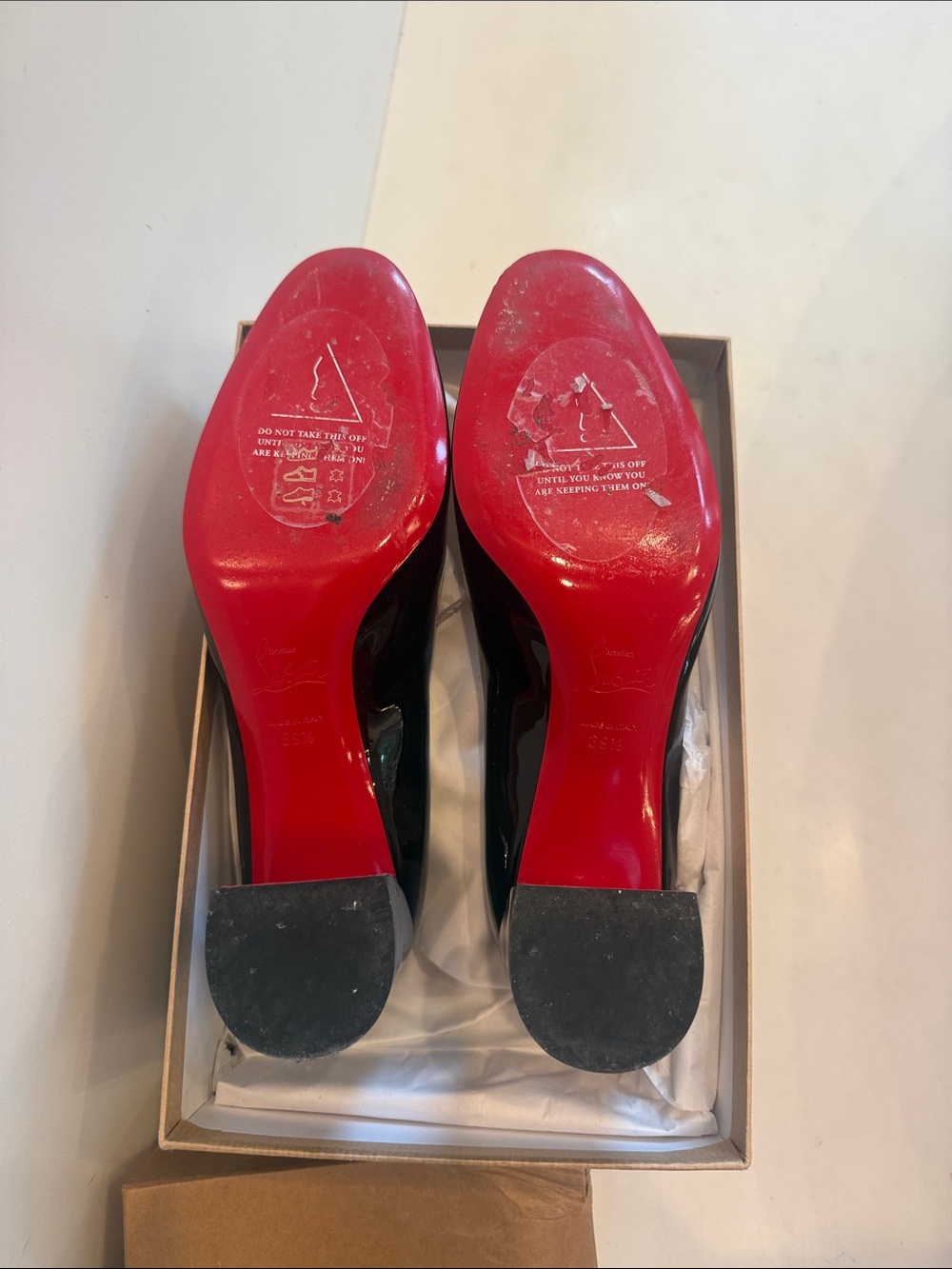 Christian Louboutin Miss Sab 55 Black Patent Leather Mid Block pumps - Picture 9 of 12